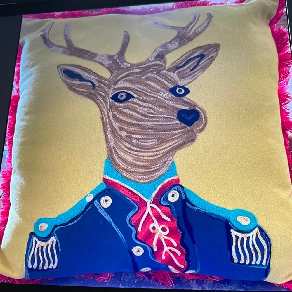 Holiday Vintage Deer Pillow